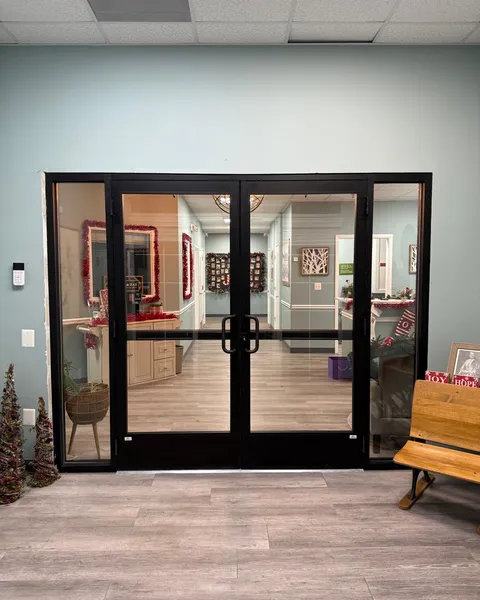 Commercial glass storefront entrance